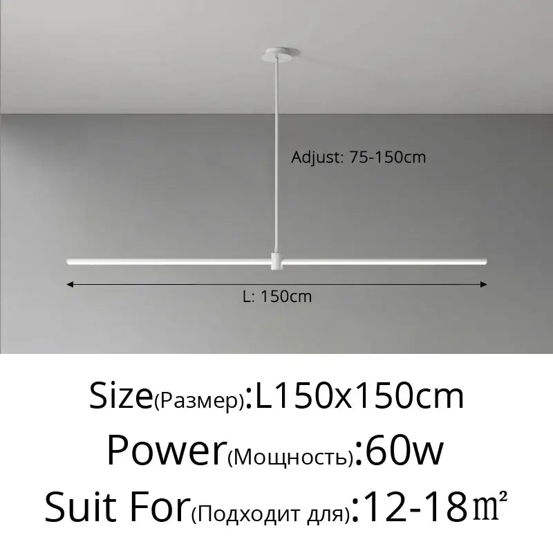 Suspension linéaire style minimaliste noir blanc chic