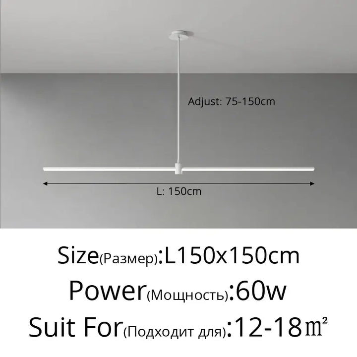 Suspension linéaire style minimaliste noir blanc chic