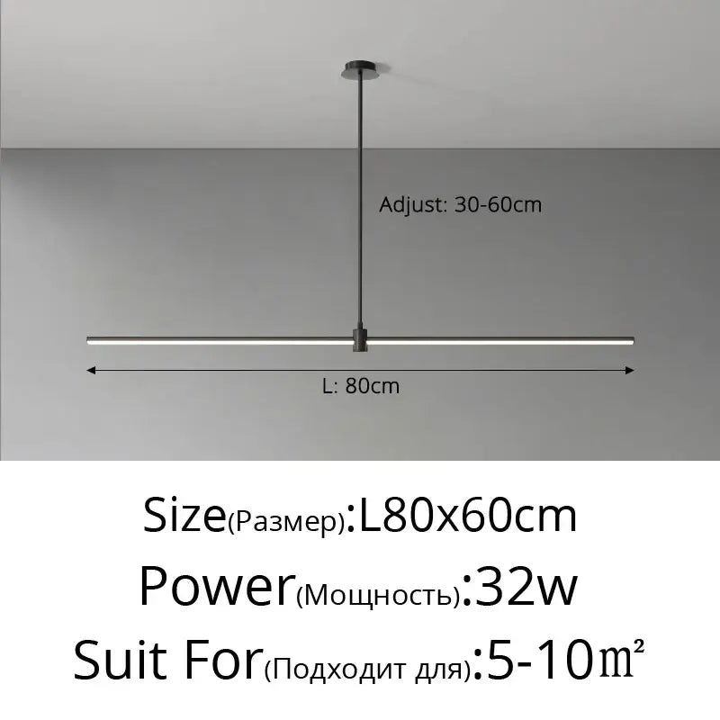 Suspension linéaire style minimaliste noir blanc chic