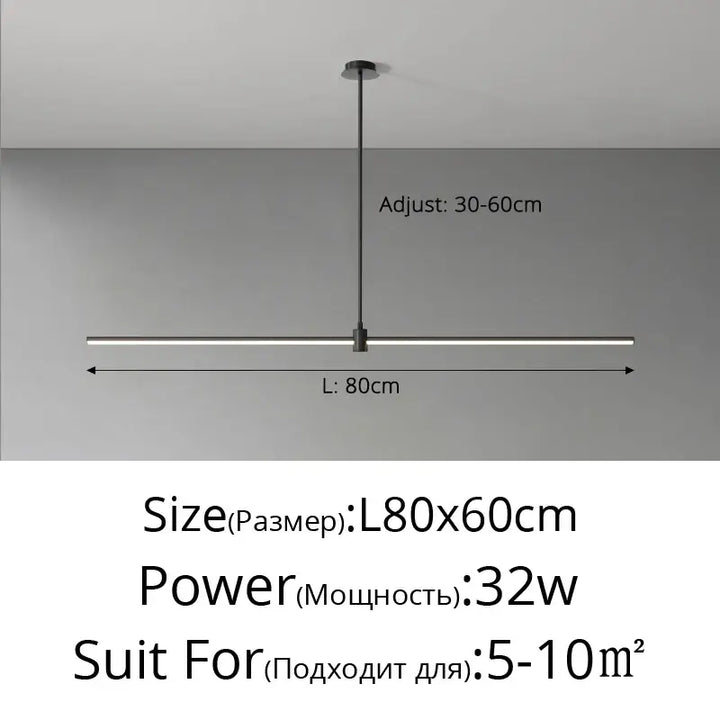 Suspension linéaire style minimaliste noir blanc chic