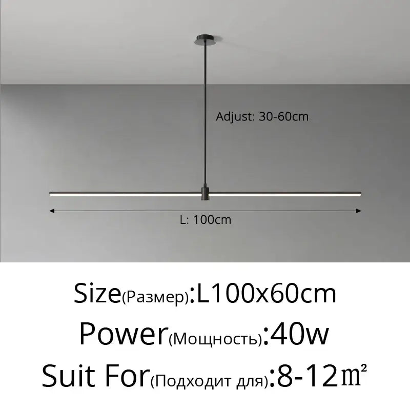 Suspension linéaire style minimaliste noir blanc chic