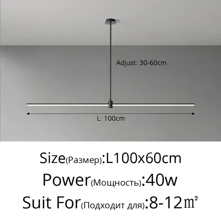 Suspension linéaire style minimaliste noir blanc chic