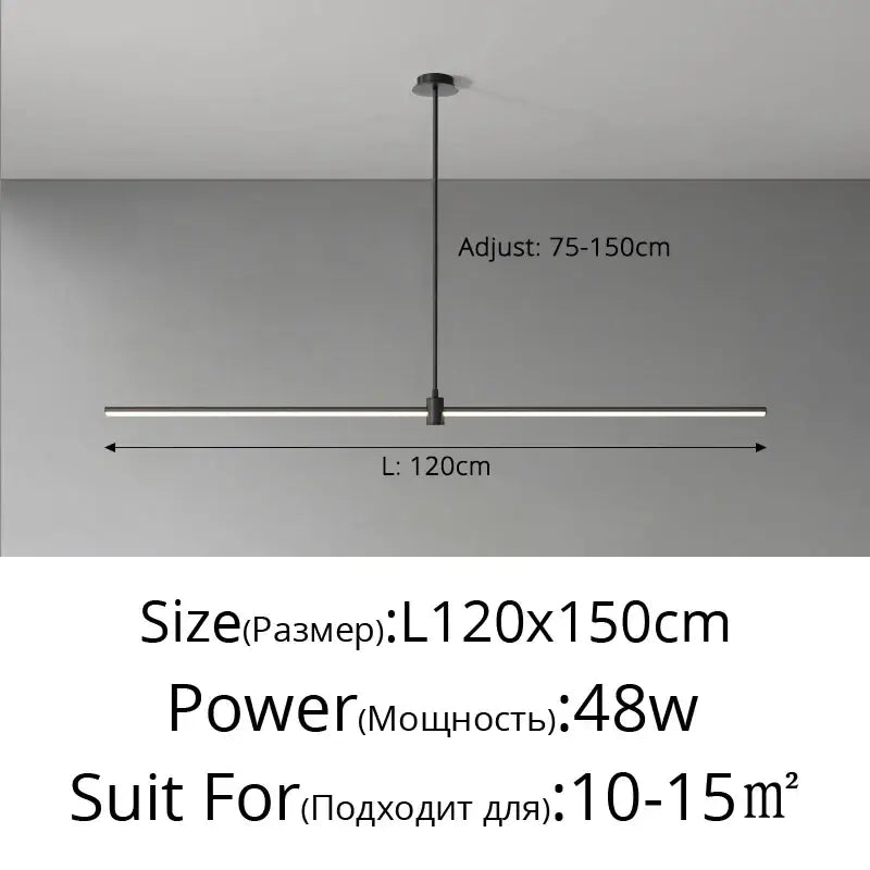 Suspension linéaire style minimaliste noir blanc chic