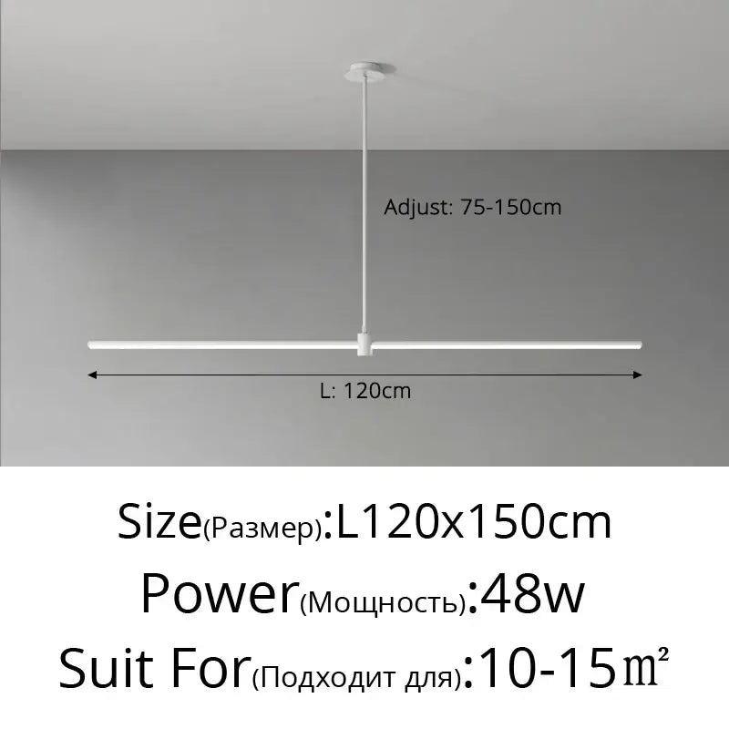 Suspension linéaire style minimaliste noir blanc chic