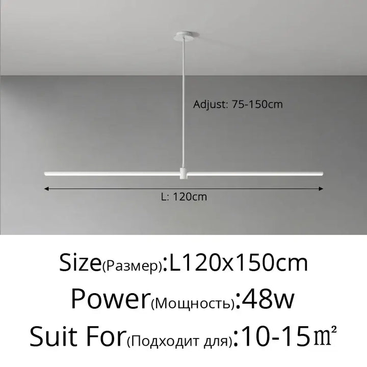 Suspension linéaire style minimaliste noir blanc chic