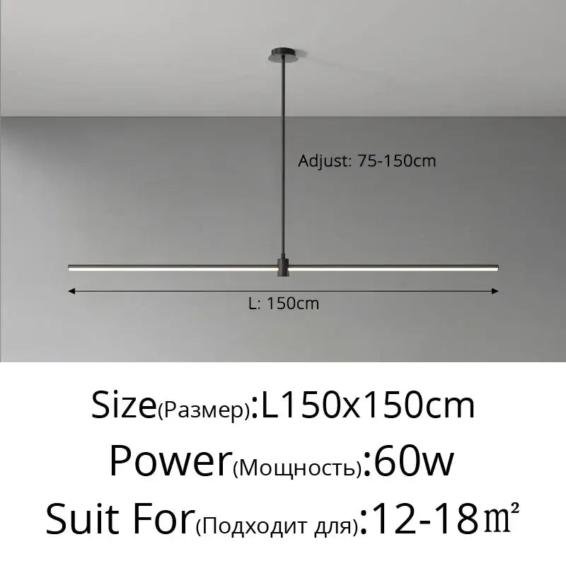 Suspension linéaire style minimaliste noir blanc chic