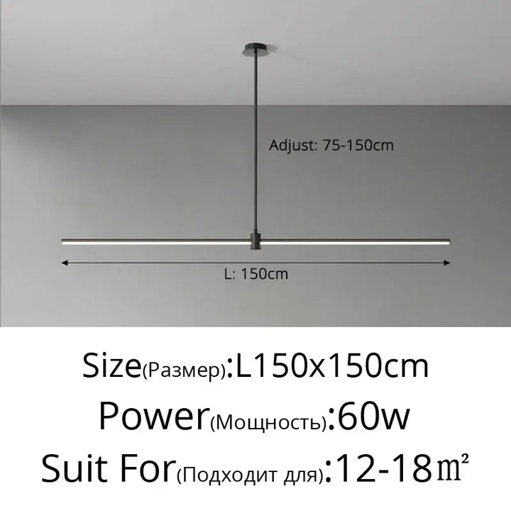 Suspension linéaire style minimaliste noir blanc chic