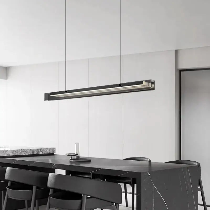 Modern Simple Led Chandelier For Dining Room Kitchen Bedroom Minimalism Decoration Black Glass Hanging Lamp Design
