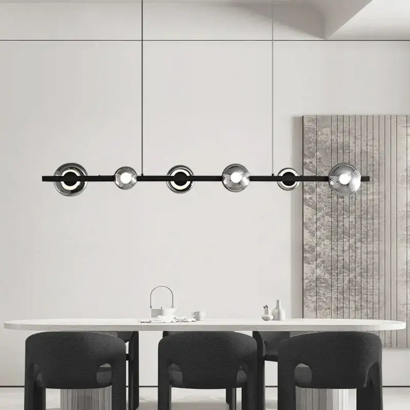 Suspension Linéaire Moderne Noir et Or Éclairage Contemporain