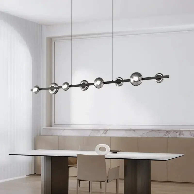 Suspension Linéaire Moderne Noir et Or Éclairage Contemporain