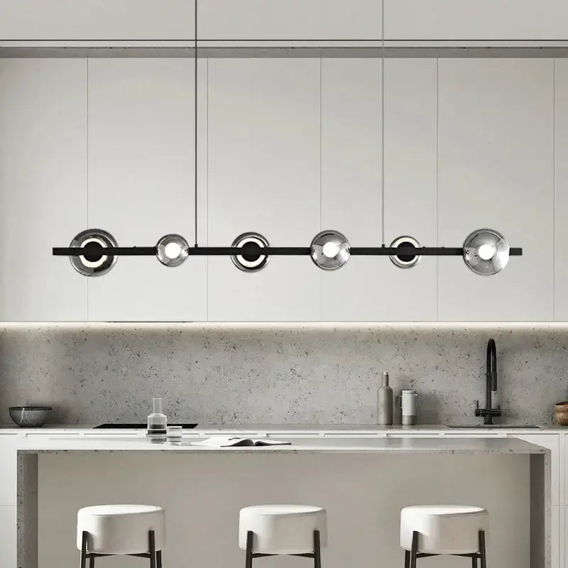 Suspension Linéaire Moderne Noir et Or Éclairage Contemporain