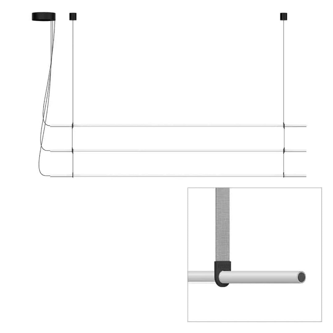 Suspension T.O 3 barres, finition gris clair mat, sangles gris clair