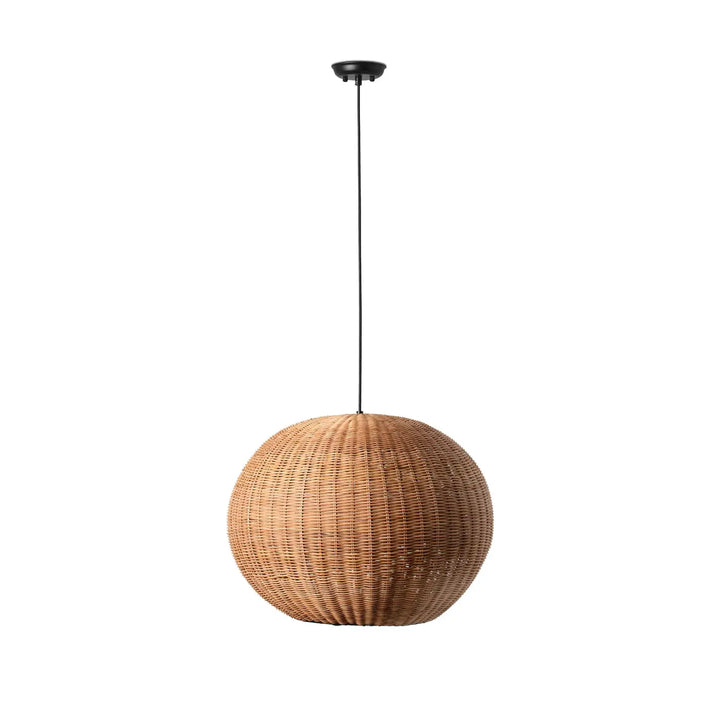Suspension Haka 53 cm en rotin et acier noir de Faro Barcelona
