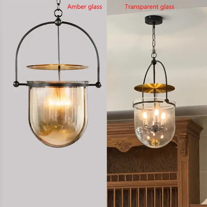 Suspension luminaire ancienne modèle lanterne dorée