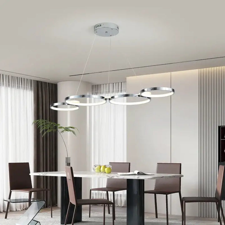 Suspension luminaire anneaux led pour intérieur chic et moderne