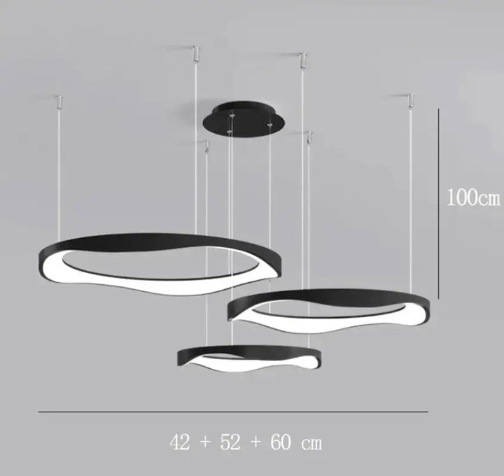 Suspension luminaire anneaux led style contemporain élégant