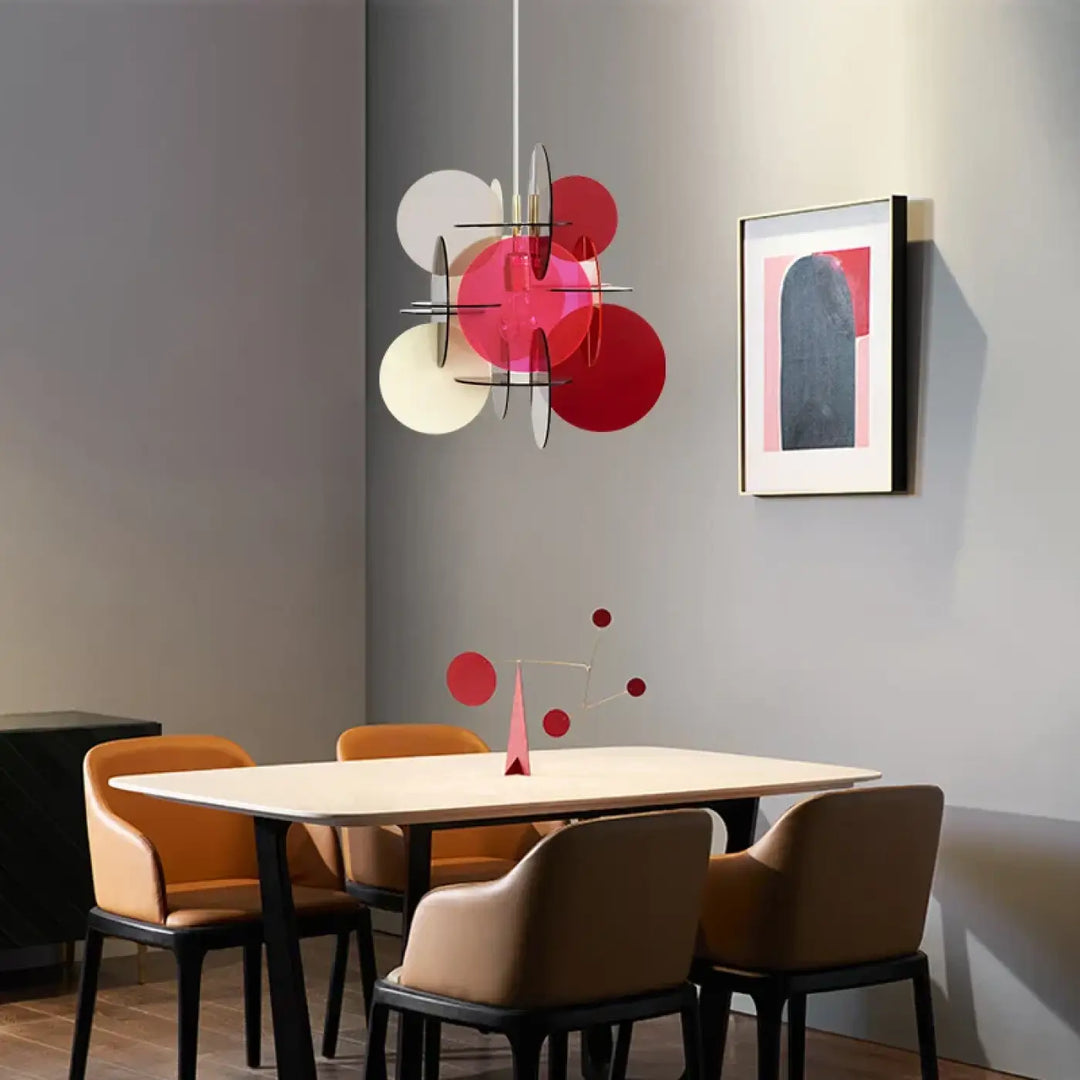 Suspension luminaire artistique en cercle coloré