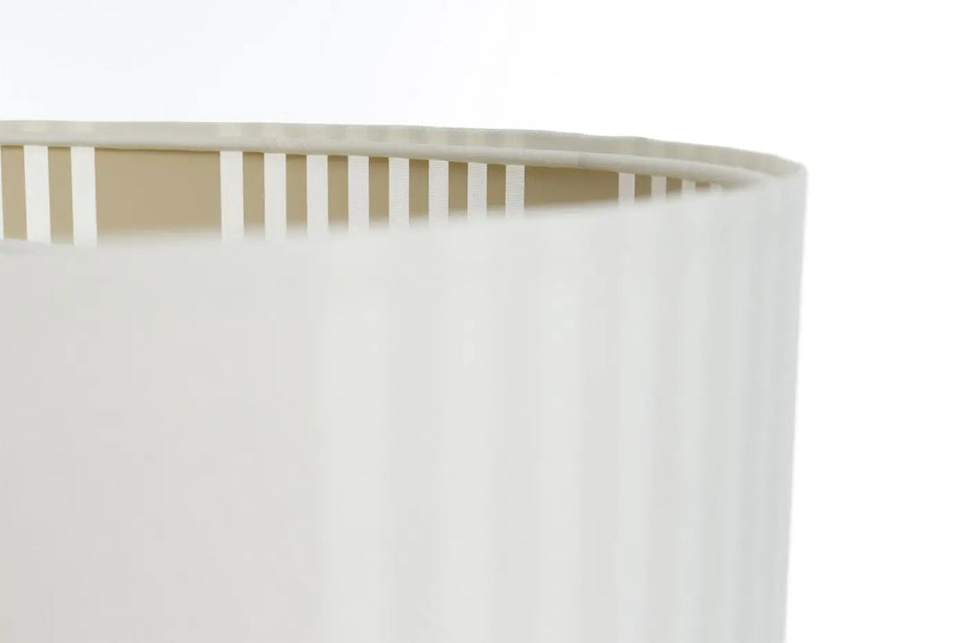 Suspension luminaire duo lami line blanc avec abat-jour plissé blanc à rainures verticales et doublure beige