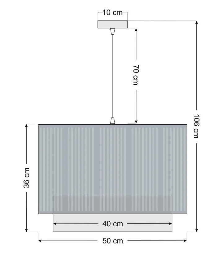 Suspension luminaire gris avec rainures verticales et support de plafond carré 10 cm dans la collection duo lami line beige