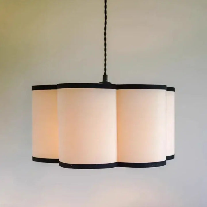 Suspension Luminaire Beige Contemporain Tissu Et Noir