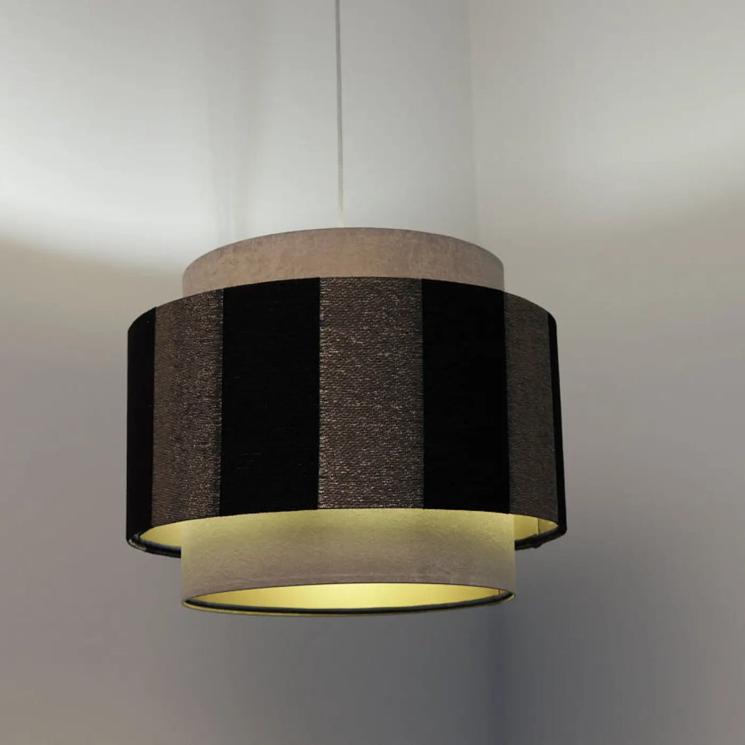 Suspension luminaire doblo en noir et gris texturé avec intérieur beige pour un éclairage élégant et moderne