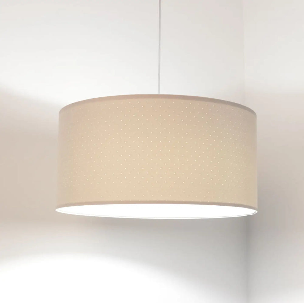 Suspension luminaire blanc crème cylindrique beige avec texture subtilement ponctuée pour éclairage intérieur classique