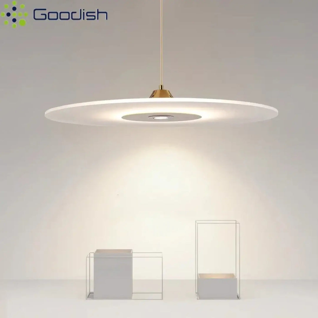 Suspension luminaire blanc en forme de disque minimaliste moderne