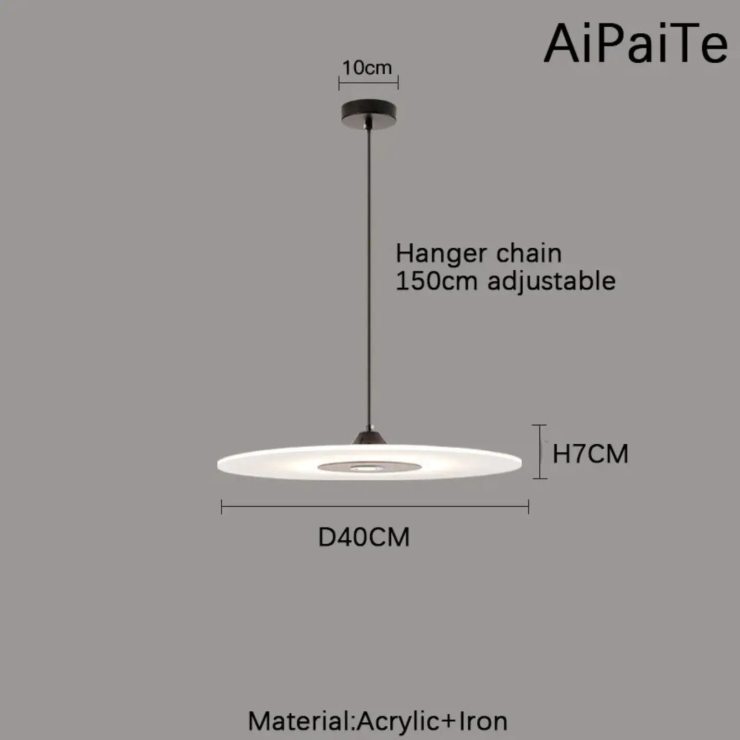 Suspension luminaire blanc en forme de disque minimaliste moderne