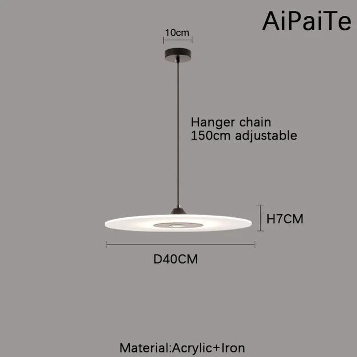 Suspension luminaire blanc en forme de disque minimaliste moderne