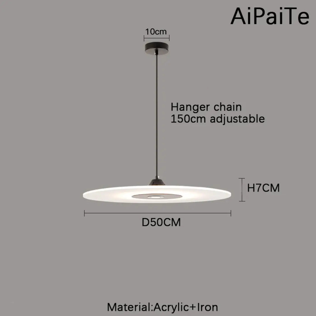 Suspension luminaire blanc en forme de disque minimaliste moderne