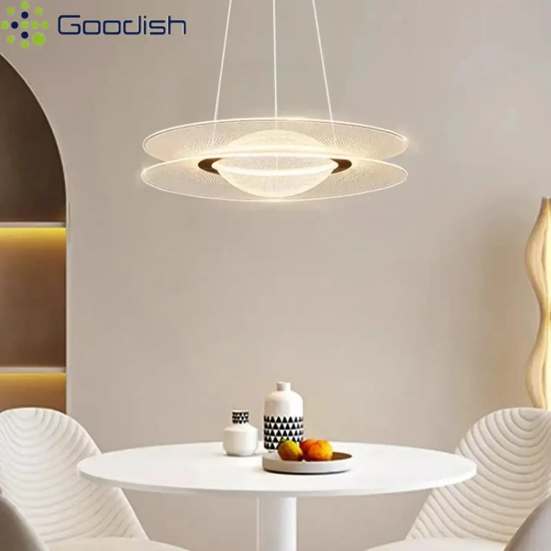 Suspension luminaire blanc en forme de disque minimaliste moderne