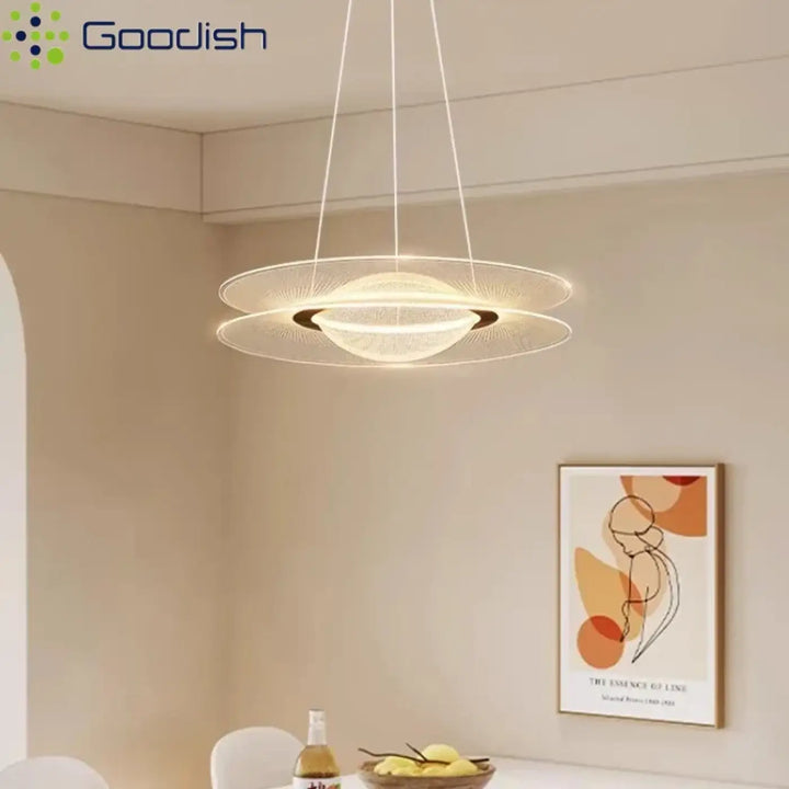 Suspension luminaire blanc en forme de disque minimaliste moderne