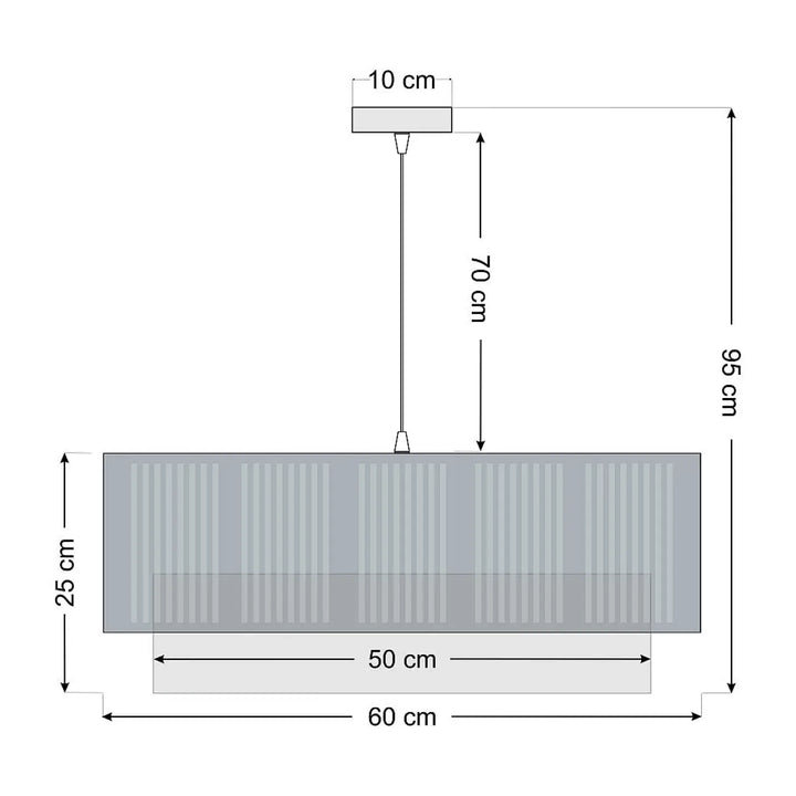 Suspension luminaire duo lami line grise avec lames verticales et fixation plafond circulaire de 10 cm