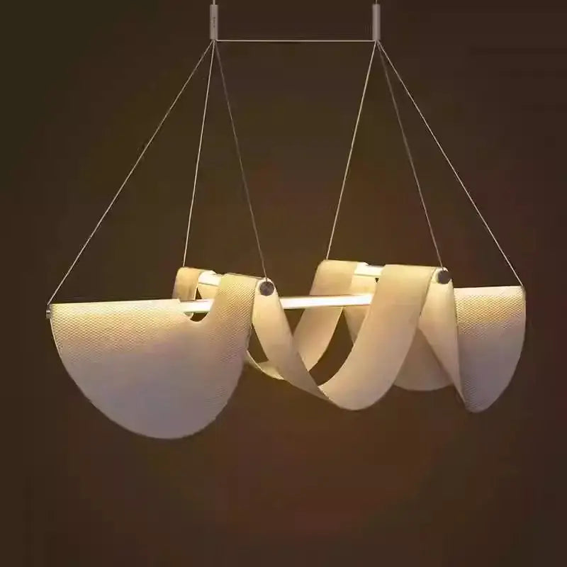 Suspension luminaire blanche en tissu pour salle à manger moderne