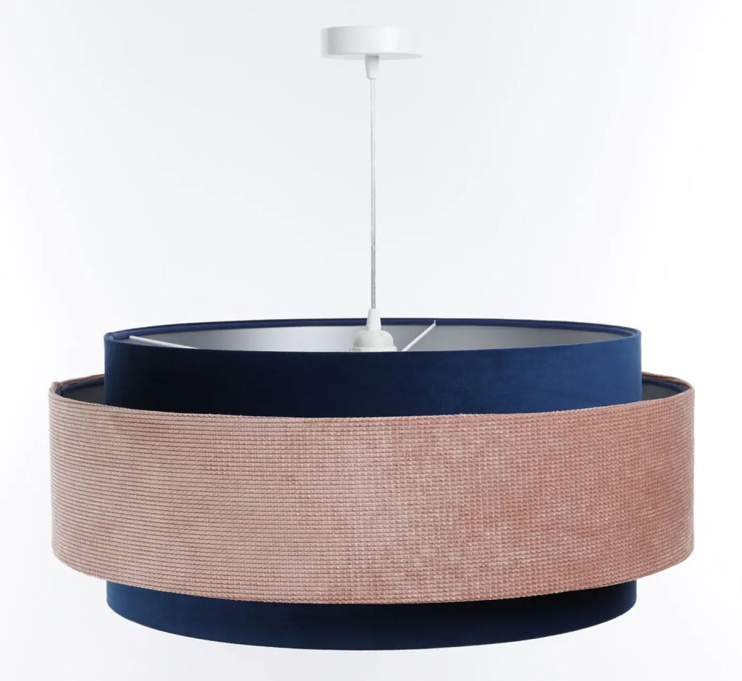 Suspension Luminaire | DOBLO CLASSIC (Bleu Marine/Rose Pâle/Argent)