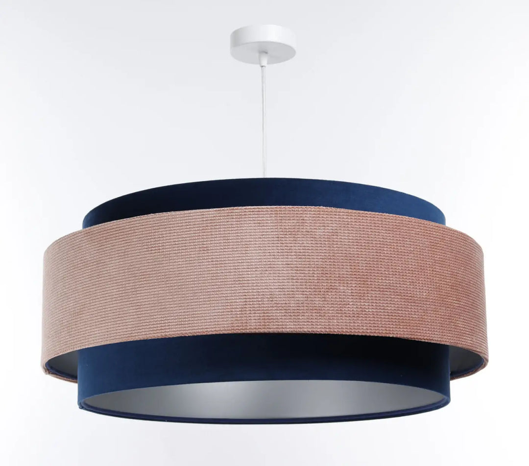 Suspension Luminaire | DOBLO CLASSIC (Bleu Marine/Rose Pâle/Argent)