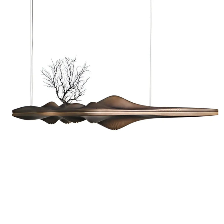 Suspension luminaire en bois au design moderne ondulé naturel
