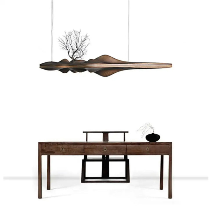 Suspension luminaire en bois au design moderne ondulé naturel