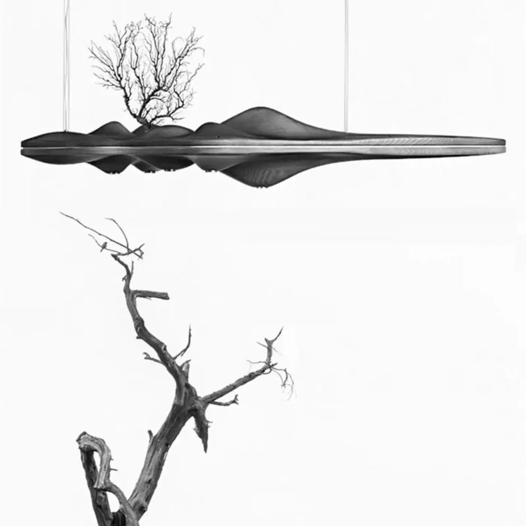 Suspension luminaire en bois au design moderne ondulé naturel