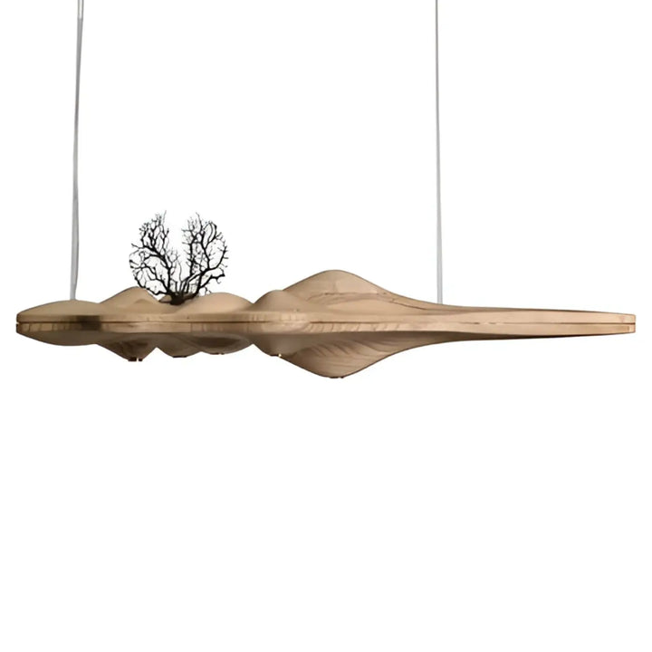 Suspension luminaire en bois au design moderne ondulé naturel