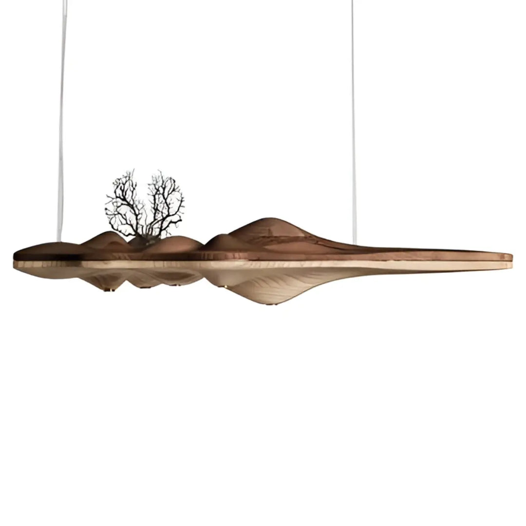 Suspension luminaire en bois au design moderne ondulé naturel
