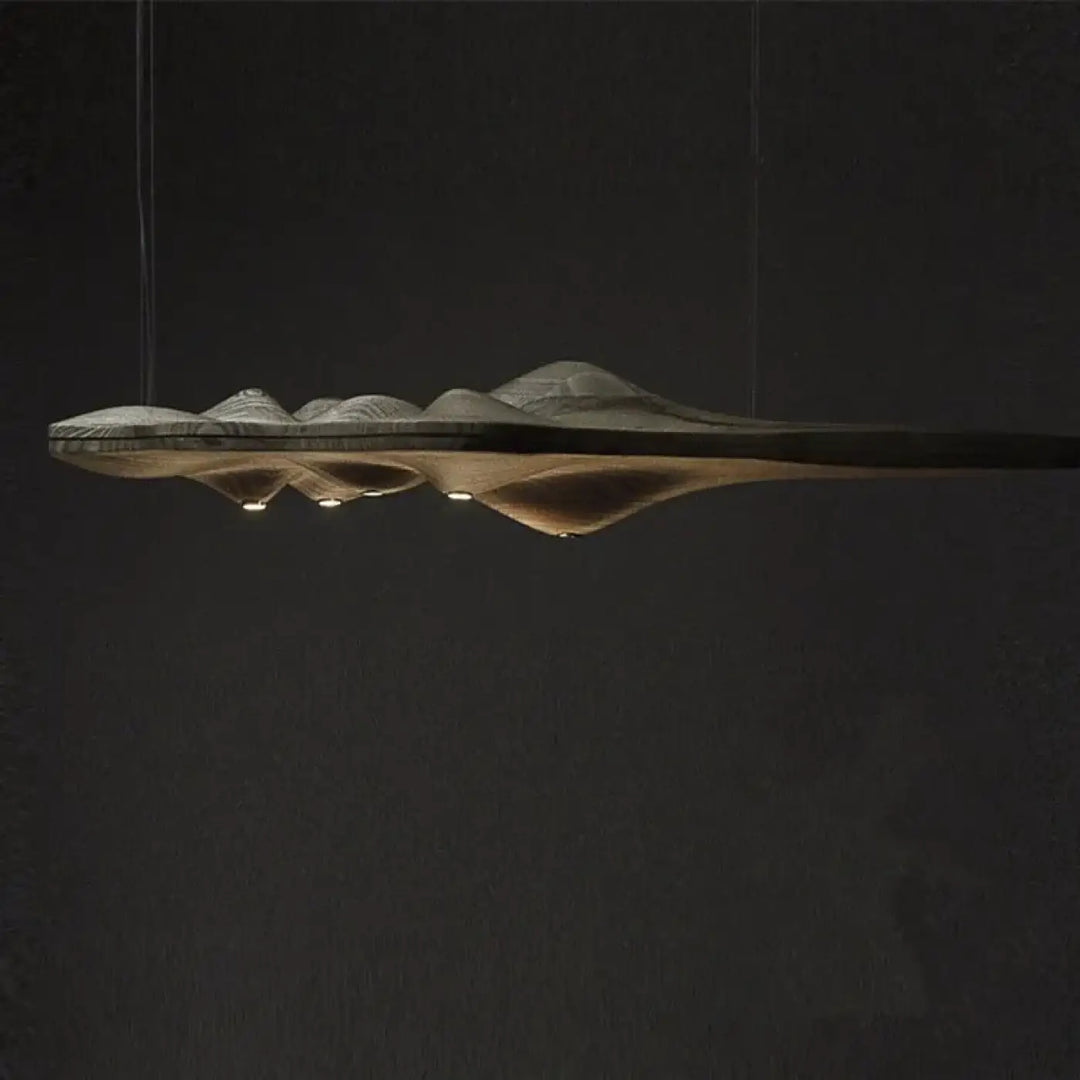 Suspension luminaire en bois au design moderne ondulé naturel