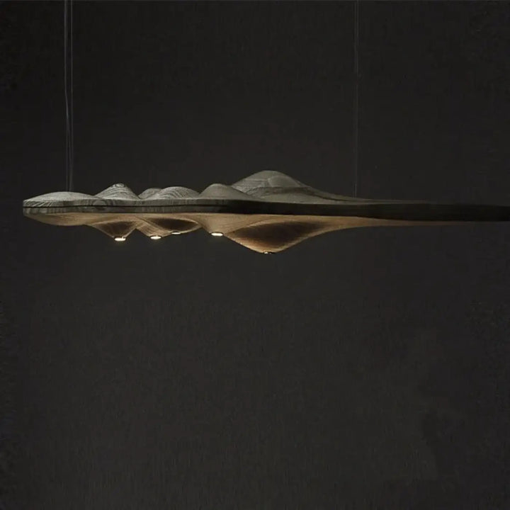 Suspension luminaire en bois au design moderne ondulé naturel