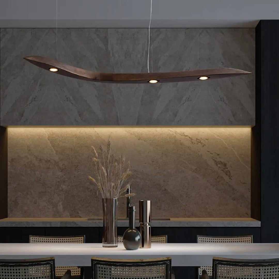 Suspension luminaire en bois massif design moderne et naturel