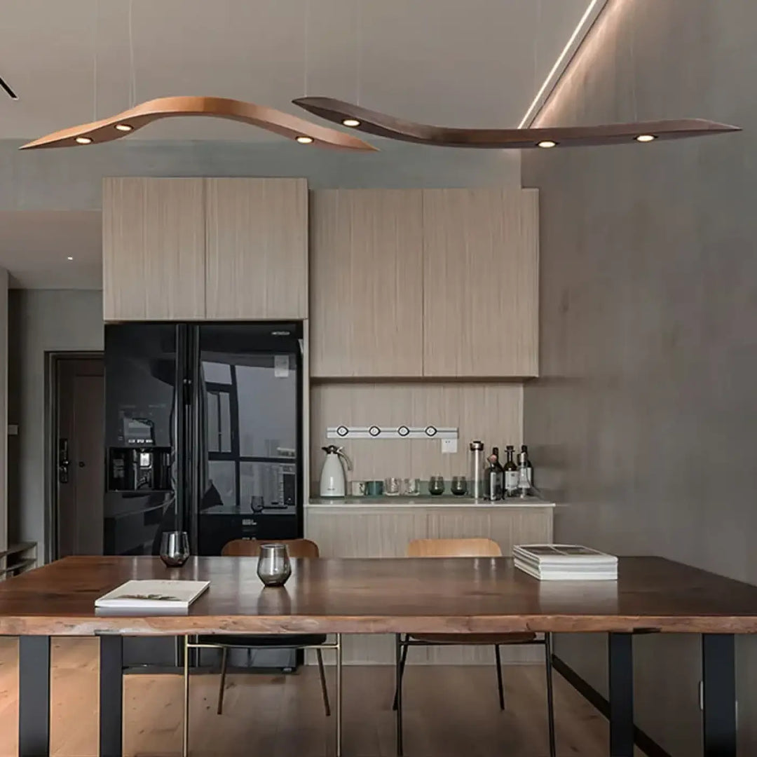 Suspension luminaire en bois massif design moderne et naturel