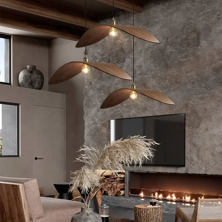 Suspension luminaire en bois et métal au style élégant et moderne