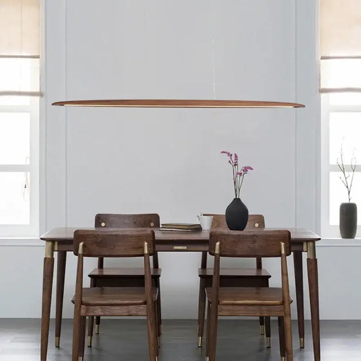 Suspension luminaire bois minimaliste longue et élégante