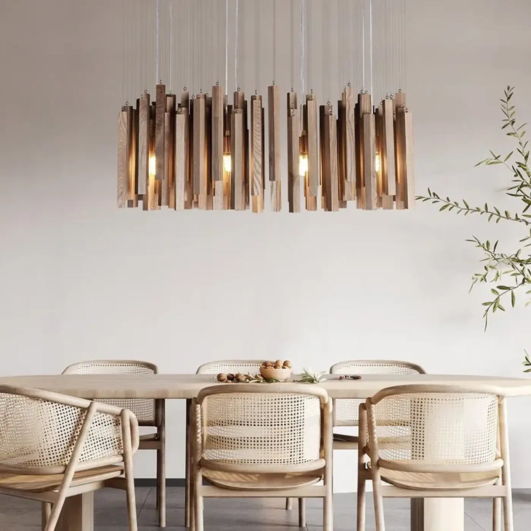 Suspension luminaire en bois style contemporain et naturel