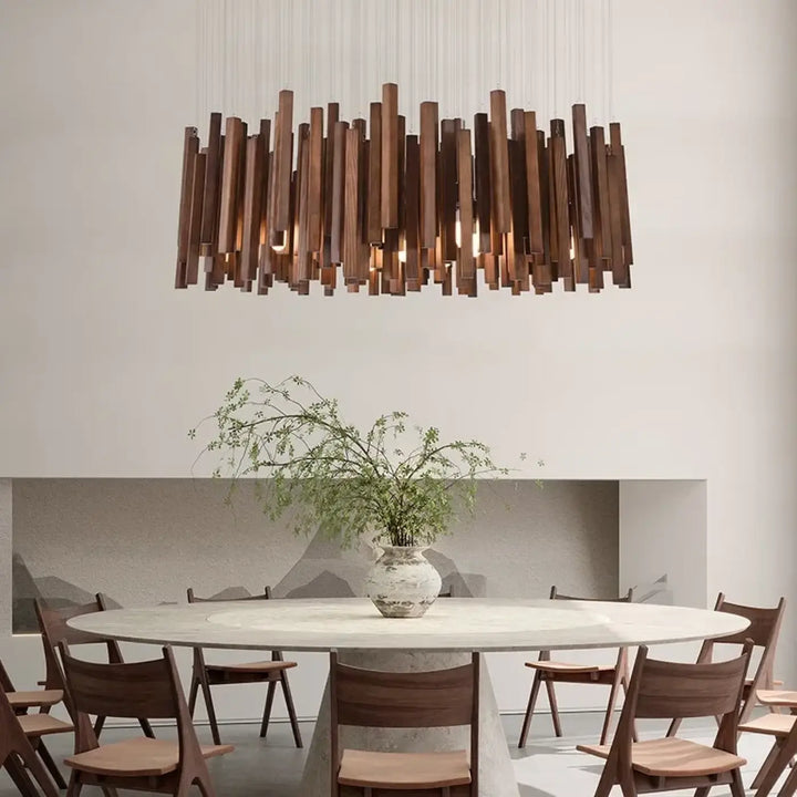 Suspension luminaire en bois style contemporain et naturel