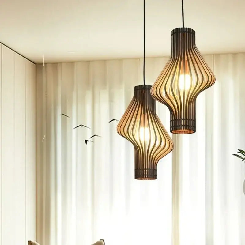 Suspension Luminaire Bois Tressé Moderne Style Contemporain

